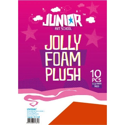 JUNIOR-ST Dekoračný plyš A4 EVA červený 2,3 mm, sada 10 ks