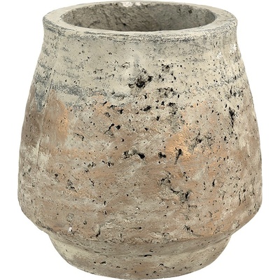 Clayre & Eef Béžovo-hnědý cementový květináč s patinou Mosse 19x18 cm