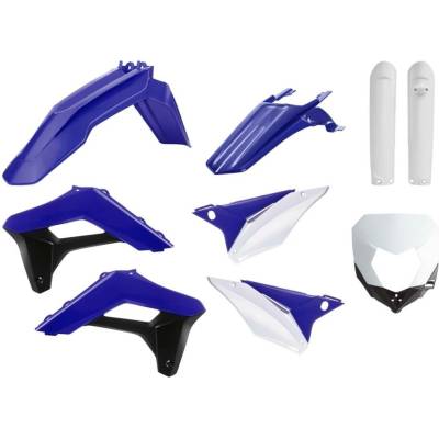 POLISPORT kompletní sada plastů (FULL KIT) SHERCO SE-R/SEF-R 17-23 v sadě kryt světla (8679800003) a kryty tlumičů (8398600002) barva modrá bílá černá OEM