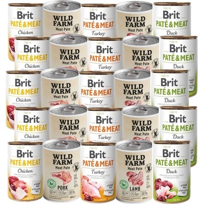 Brit Paté & Meat a Wild Farm Pate Mix příchutí 30 x 400 g