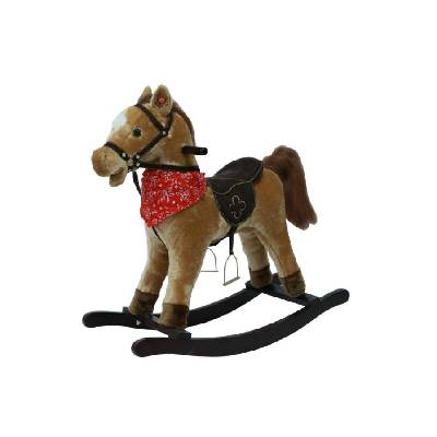Teddies Kôň hojdací hnedý plyš na batérie 71cm so zvukom a pohybom nosnosť 50kg v krabici 62x56x19cm
