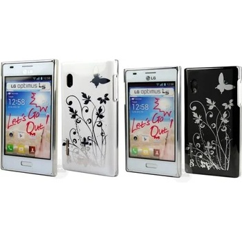 Image 1 of LG Optimus L5 E610 White/Black Butterfly Твърд Капак + Протектор