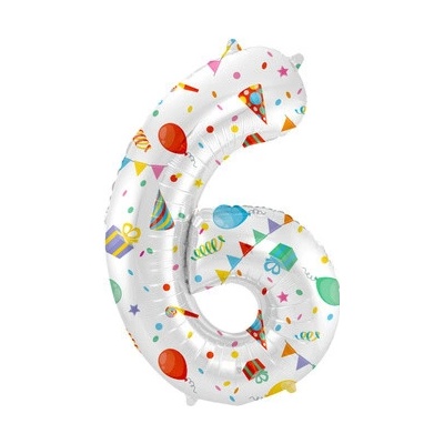 Růžička Balónik fóliový číslo 6 Farebná party 86 cm
