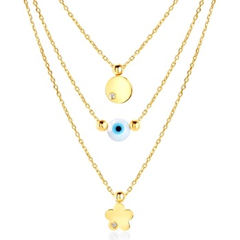 SAVICKI Колие с кръгла плочка, око, цвете Savicki: злато, диаманти