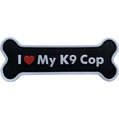 WARAGOD I love my K9 Cop PVC nášivka, čierna
