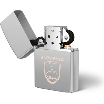 Image 1 of DRAGOWA Бензинова запалка с гравировка Slovenia, сребърна (20431)