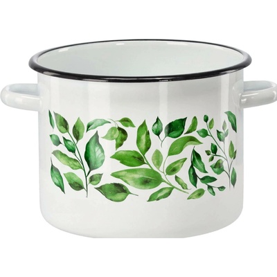 marka niezdefiniowana Emailový hrnec 5,5 l 22 cm bílý fikus *9235