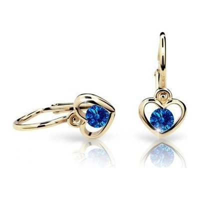 Cutie Jewellery detské zlaté náušnice srdiečka C1943Z Dark Blue