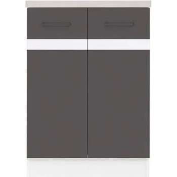 Image 1 of Black Red White Долен шкаф d2d/60/82, бяло и волфрамово сиво