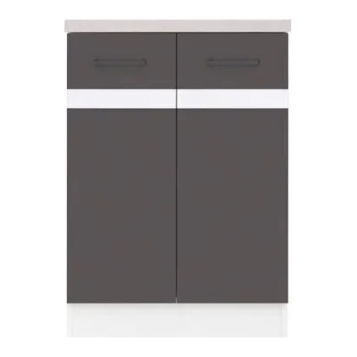 Black Red White Долен шкаф d2d/60/82, бяло и волфрамово сиво