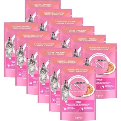 PURINA ONE JUNIOR мини филета с сьомга и моркови в сос 12 x 85 г