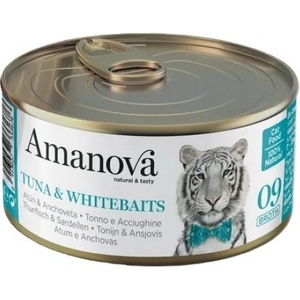 Amanova cat can 09 tuna whitebaits - консерва за пораснали котки от всички породи, с Риба тон и дребна бяла риба - 70 гр, Испания - 33367