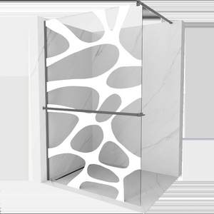 Mexen Kioto+ преградна стена за душ с полица Walk-in 70 x 200 cm, бяла вълна, gun metal - 800-070-121-95-97 (800-070-121-95-97)