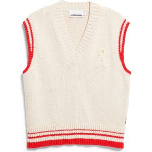 ARMEDANGELS Дамски пуловер ARMEDANGELS Women's Iconic Å College Knit Vest Jumper - Oatmilk / Mars Red - размер XS (117-3692-0111)