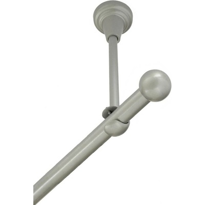 OK-GarnýžeCZ Garnýž kovová jednořadá 16mm Koule stříbrná mat 230 cm do stropu / na tunýlek - bez kroužků