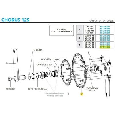 Prevodník 12s Campagnolo CH, 52z, vr.skrutkov (rv 2020 - ....)