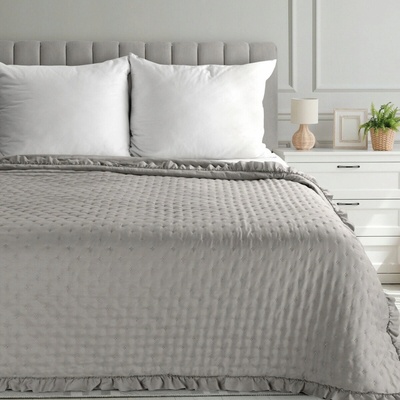 Eurofirany Romantický prehoz LIBI bežový s volánikmi bežová Polyester 170x210 cm