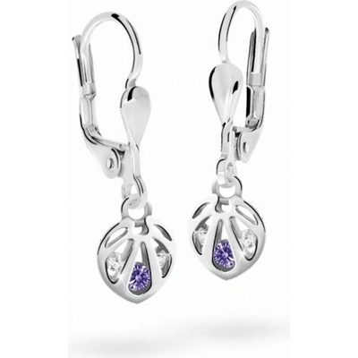 Danfil dětské náušnice C2265 z bílého zlata s kamínkem Amethyst zapínání klapka
