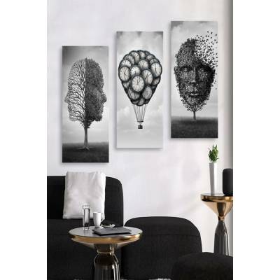 ASIR Obraz na MDF 3ks ŽIVOT V ŠEDÉ BARVĚ 20 x 50 cm