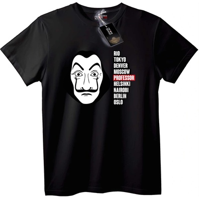 NOONEBRAND Тениска Кражба на Пари Професор - L, White
