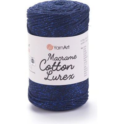 Yarn Art Macrame Cotton Lurex 740 tmavě modrá s modrou nitkou
