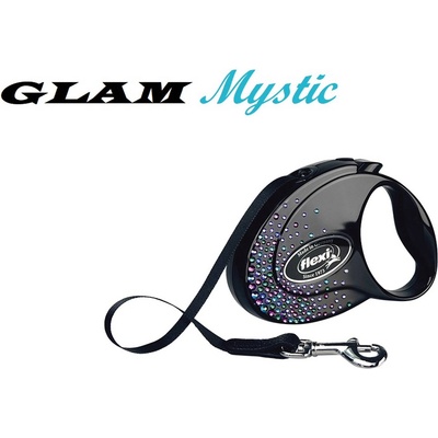 flexi Swarovski GLAM Mystic S - Модерен автоматичен повод за кучета, 3 метра лента, до 12 кг - цвят черен
