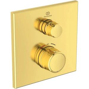 Ideal Standard Вграден смесител за душ Ideal Standard Ceratherm Navigo квадратен, златист, без тяло за вграждане (A7301A2)