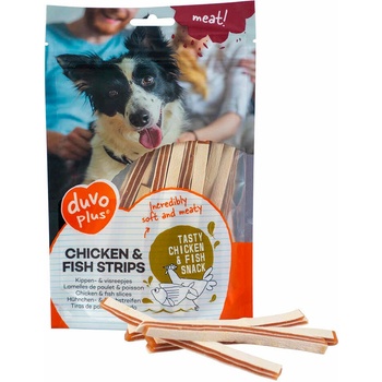 Duvoplus -Лакомство за кучета, лентички с пиле и риба костур, 80 гр