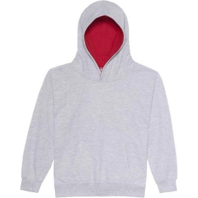 Just Hoods dětská mikina s kontrastní kapucí Colorful šedá žíhaná FRA námořnická modrá