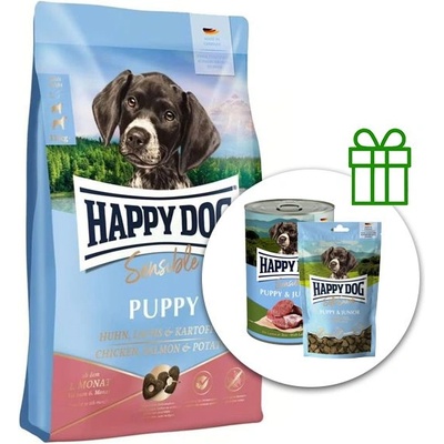 Happy Dog Sensible Puppy Лосос и Картофи 10 кг + 6x консерви Puppy & Junior + 10x Snack БЕЗПЛАТНО