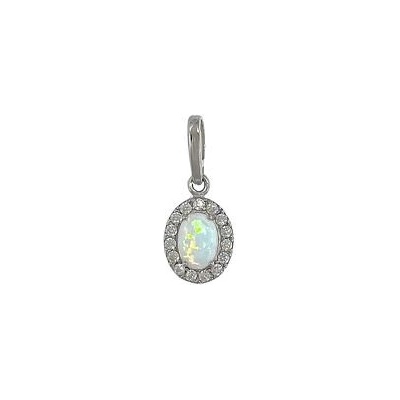 Infinitysilver Stříbrný přívěsek bílý opál se zirkony KP330OPB
