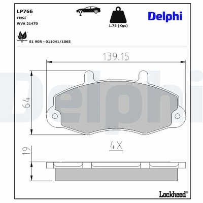 Sada brzdových platničiek kotúčovej brzdy DELPHI LP766