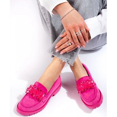 Goodin Luxusní dámské růžové mokasíny na plochém podpatku