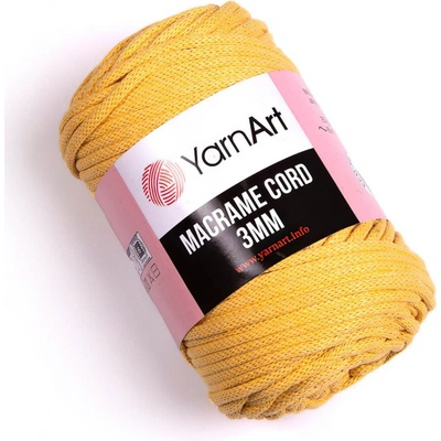 Pletací / háčkovací příze YarnArt MACRAME CORD 3mm 764 okrově žlutá, jednobarevná 250g/85m