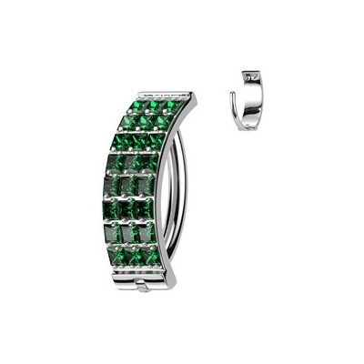 Šperky4U piercing do pupíku titan zelené zirkony TIT1303-E