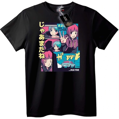 NOONEBRAND Тениска Аниме До Скоро - 2XL, Black