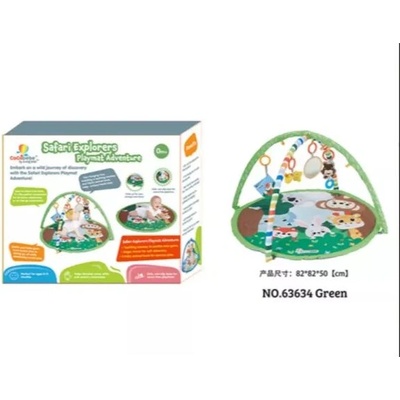 Global Express Far East Ltd Детски килим за игра с животни - кръгъл (63634-green)