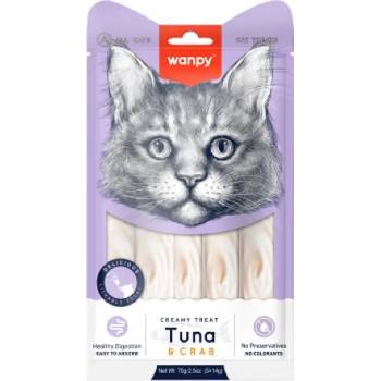 Wanpy Cat - Кремообразно лакомство за котки с риба тон и раци, 5х14гр. в пауч