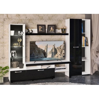 Холна секция Анна бяло и черен гланц