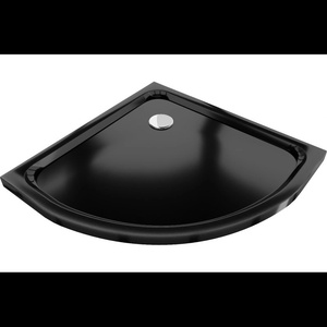Mexen Flat полукръгъл тънък поддушов 80 x 80 см, черен, сифон хром - 41708080 (41708080)