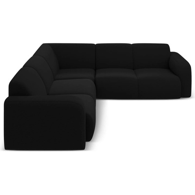 Micadoni Черен ъглов диван от букле (променлив/L форма) Molino - Micadoni Home (MIC_COR_101_F1_MOLINO8)