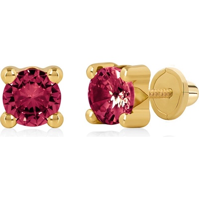 Brilio náušnice ze žlutého zlata se syntetickými rubíny 14/188.901/17R-S