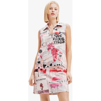 Desigual Розово-бяла дамска шарена рокля Desigual Loa Desigual | Byal | ЖЕНИ | XL