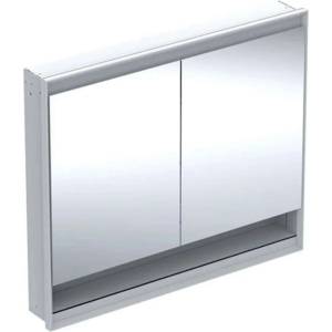 Geberit ONE - Огледален шкаф с LED осветление, 105x90x15 см, 2 врати, с ниша, вграден, бял 505.824. 00.2 (505.824.00.2)