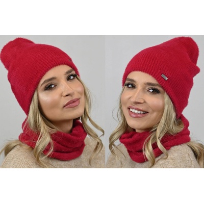 Fashionweek alpakový zimní set čepice komin ZIZI-AL2 červená
