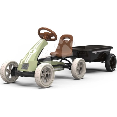 Go-Kart Motokára na šliapanie s prívesom Go Kart Foxy Retro Green Exit Toys kovová konštrukcia s EVA kolesami