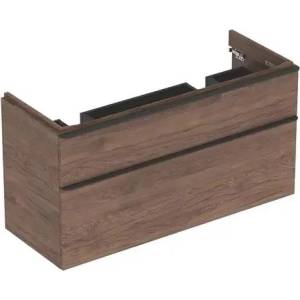 Geberit Долен шкаф Geberit Smyle Square за двойна окачена мивка, орех, 2 чекмеджета, 119 см (500.356.JR.1)