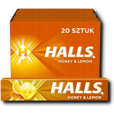 Halls Honey & Lemon bonbóny s příchutí medu a citronu 20 x 33,5 g
