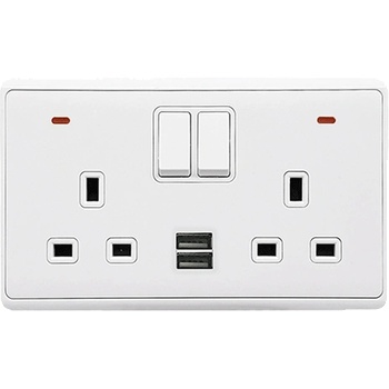 ELMARK London 2p ДВ. КОНТАКТ С 2Р СВ. КЛЮЧ + usb БЯЛ (190889/wh)