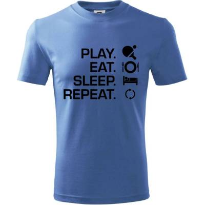 Stolný tenis eat sleep tričko detské svetlomodrá
